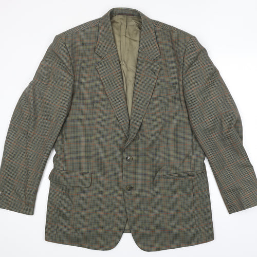 Skopes Mens Green Houndstooth Polyester Jacket Blazer Size XL