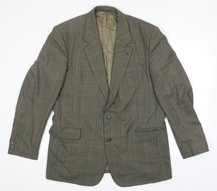 Skopes Mens Green Houndstooth Polyester Jacket Blazer Size XL