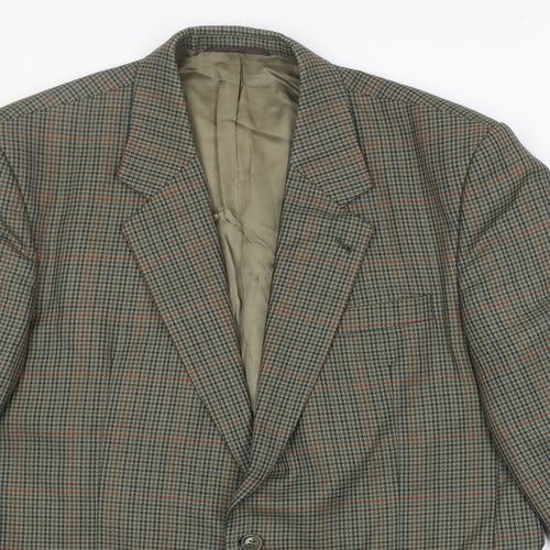 Skopes Mens Green Houndstooth Polyester Jacket Blazer Size XL