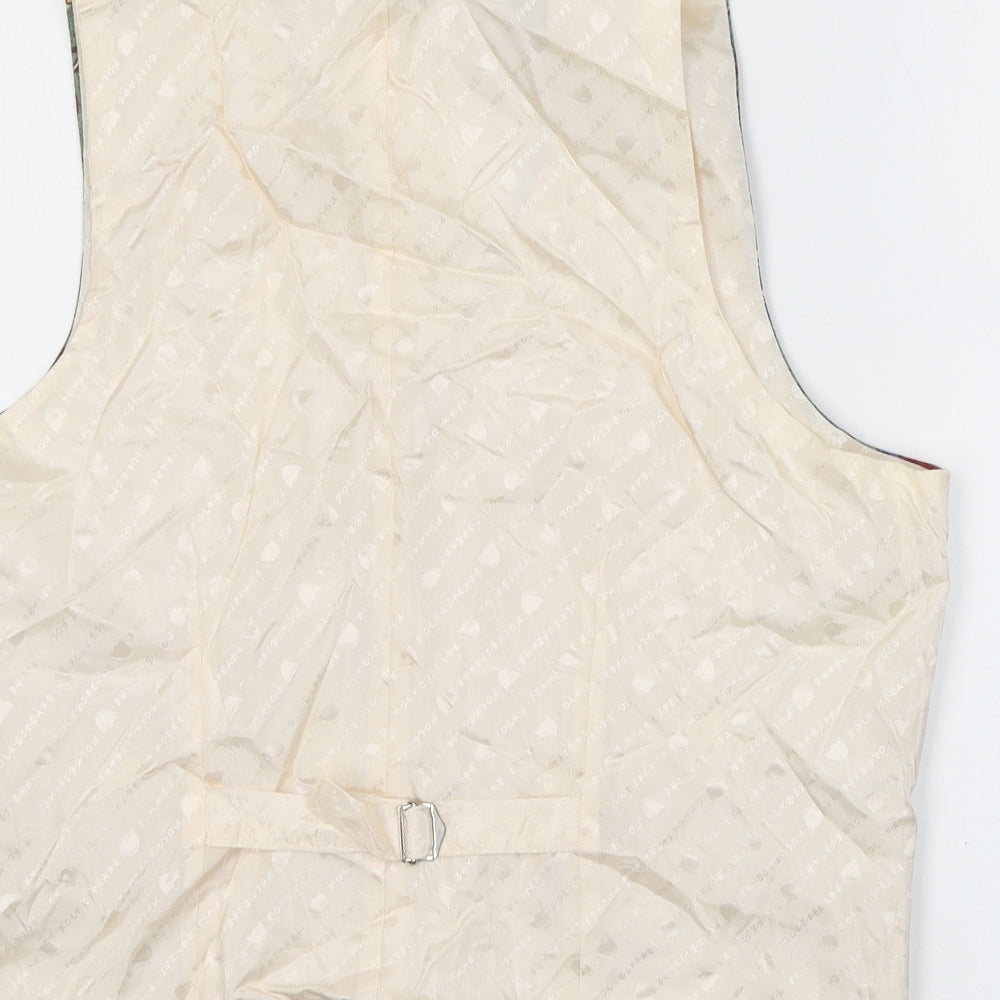 Folkespeare Mens Multicoloured Geometric Cotton Jacket Suit Waistcoat Size L