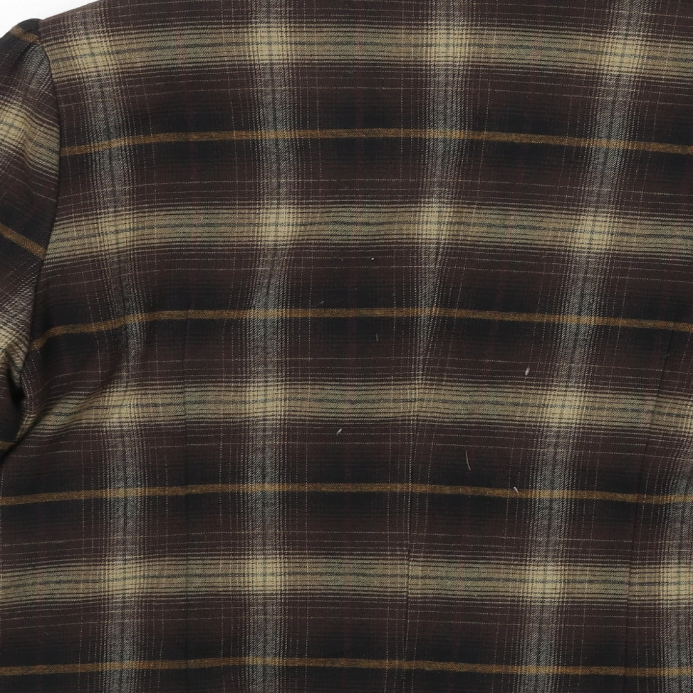 Per Una Womens Brown Plaid Jacket Size 18 Button