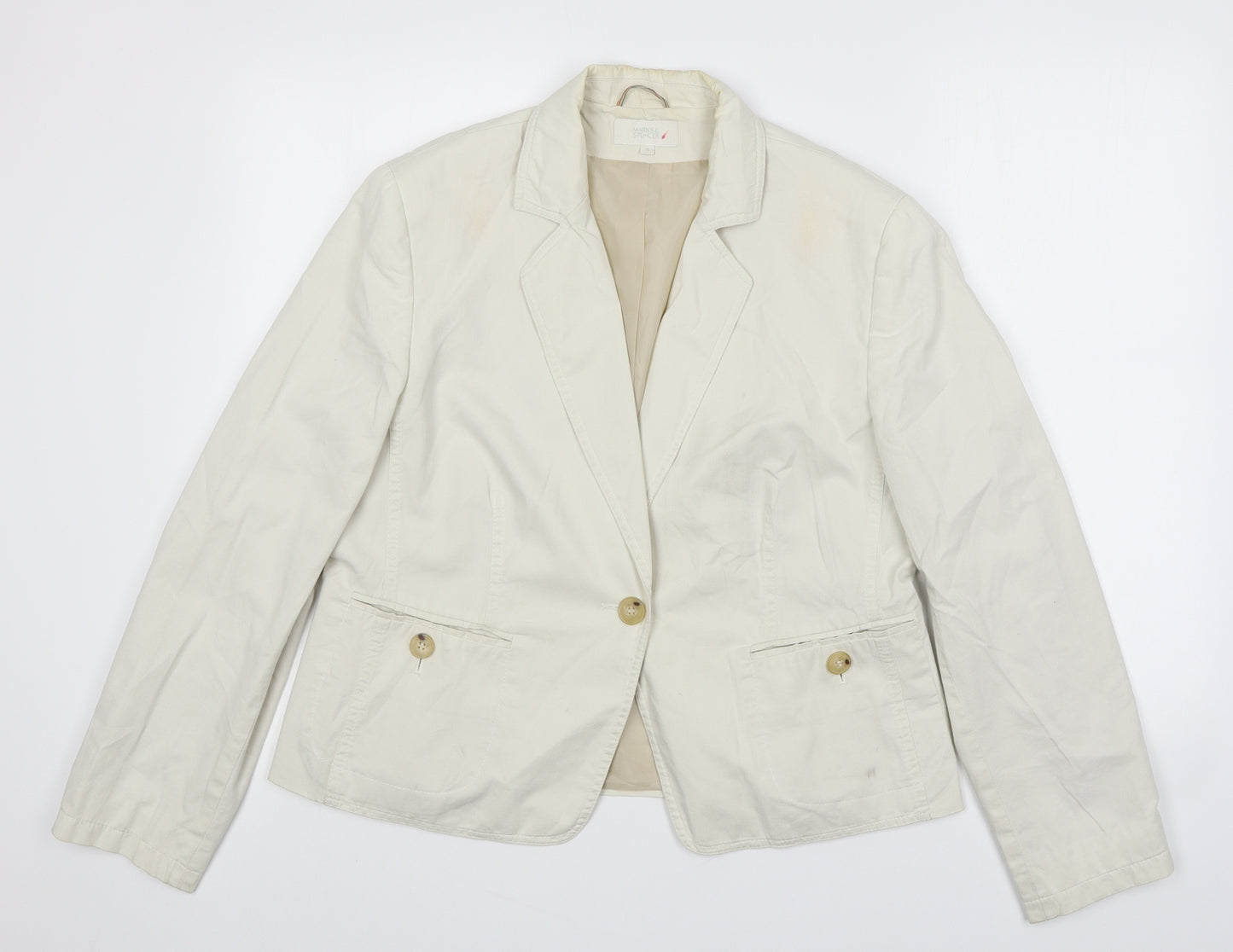 Marks and Spencer Womens Ivory Jacket Blazer Size 16 Button