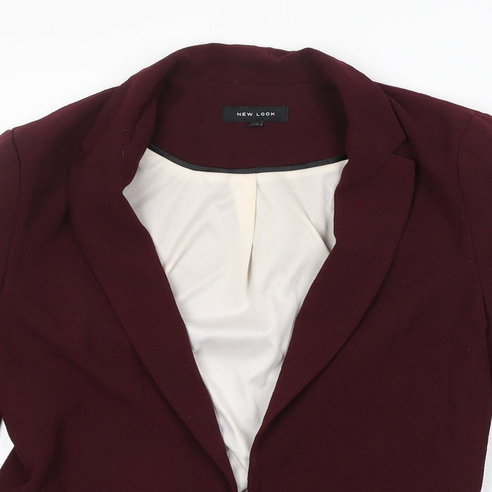 New Look Womens Red Jacket Blazer Size 10 Hook & Eye