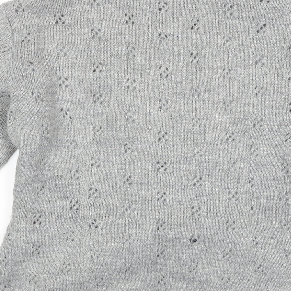 Saint Tropez Clothing` Womens Grey V-Neck Acrylic Cardigan Jumper Size XS - Lace Trim