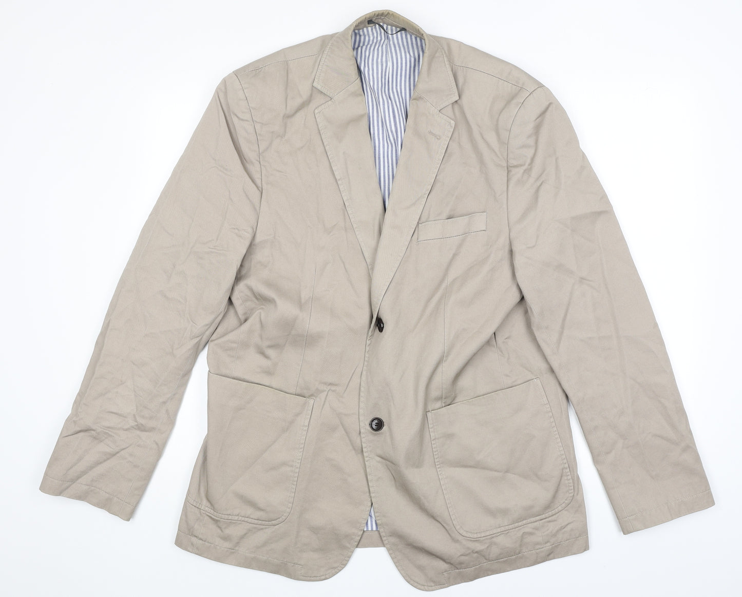Howick Tailored Mens Beige Cotton Jacket Blazer Size L