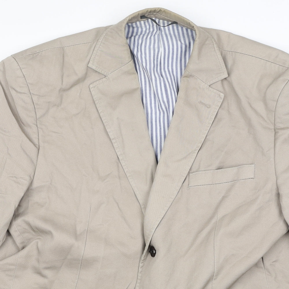 Howick Tailored Mens Beige Cotton Jacket Blazer Size L