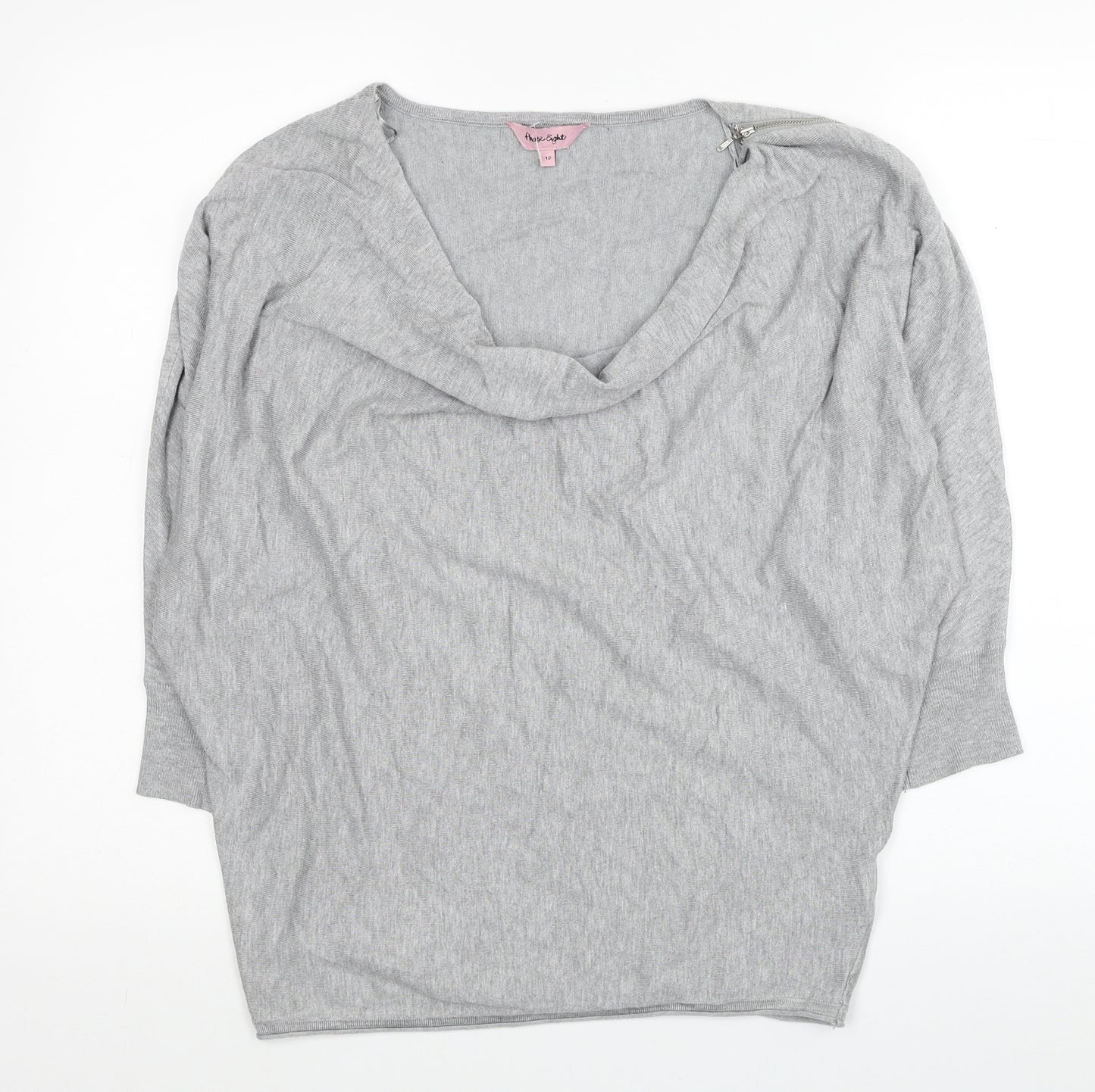 Phase Eight Womens Grey Viscose Basic Blouse Size 12 Boat Neck
