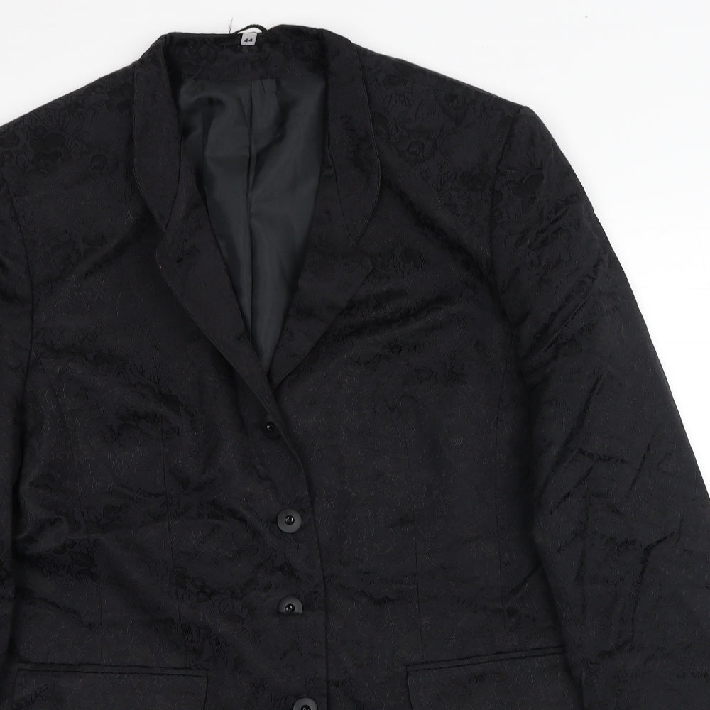 Canda Womens Black Floral Cotton Jacket Blazer Size 18