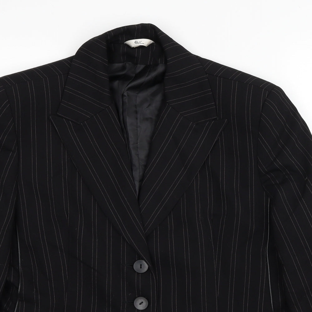 Klass Womens Black Pinstripe Polyester Jacket Blazer Size 18 - Shoulder Pads