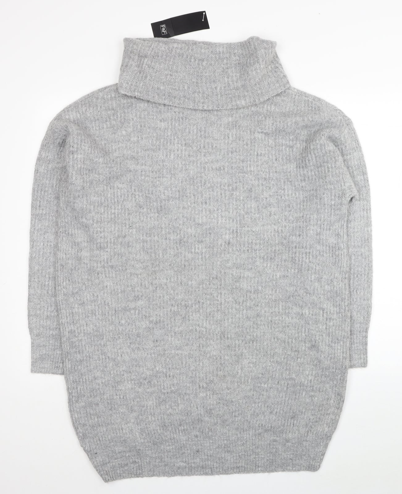 F&F Womens Grey Roll Neck Acrylic Pullover Jumper Size 12