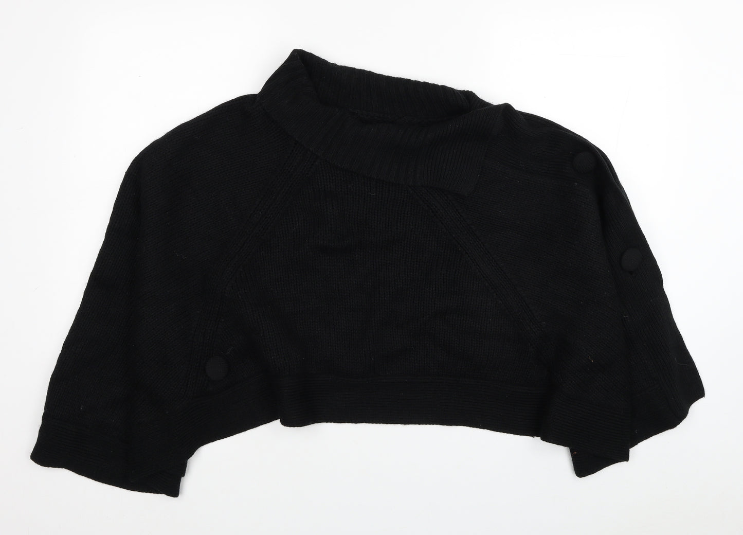 Chilli Pepper Womens Black Roll Neck Acrylic Pullover Jumper Size M - Poncho