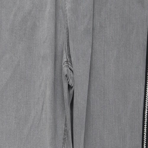 Marks and Spencer Womens Grey Cotton Skinny Jeans Size 16 L28 in Regular Button - Side Stripe