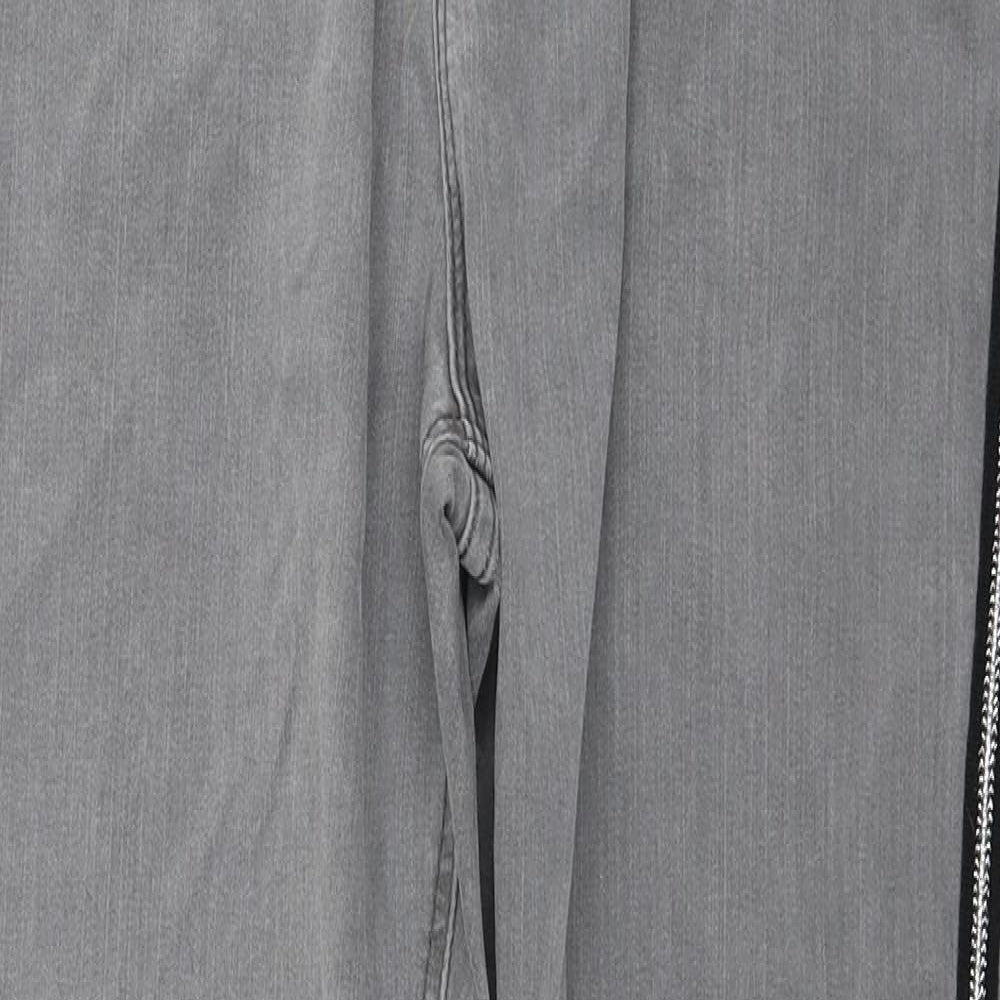 Marks and Spencer Womens Grey Cotton Skinny Jeans Size 16 L28 in Regular Button - Side Stripe