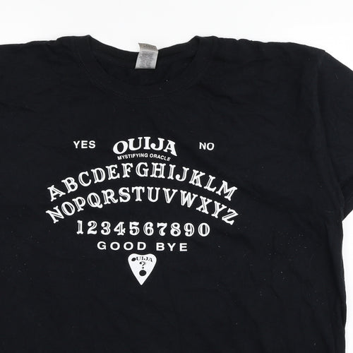 Gildan Womens Black Cotton Basic T-Shirt Size L Round Neck - Ouija Board