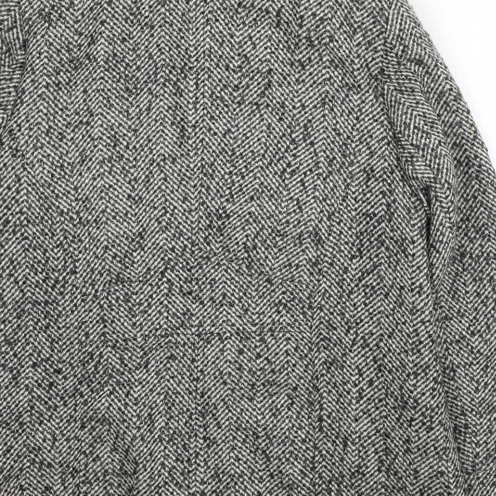 BHS Womens Grey Herringbone Pea Coat Coat Size 8 Button
