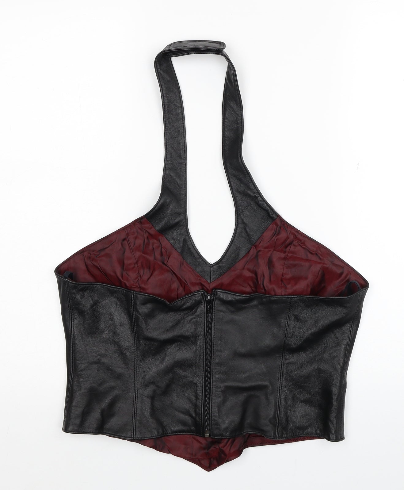 Modex Womens Black Leather Cropped Tank Size 16 Halter