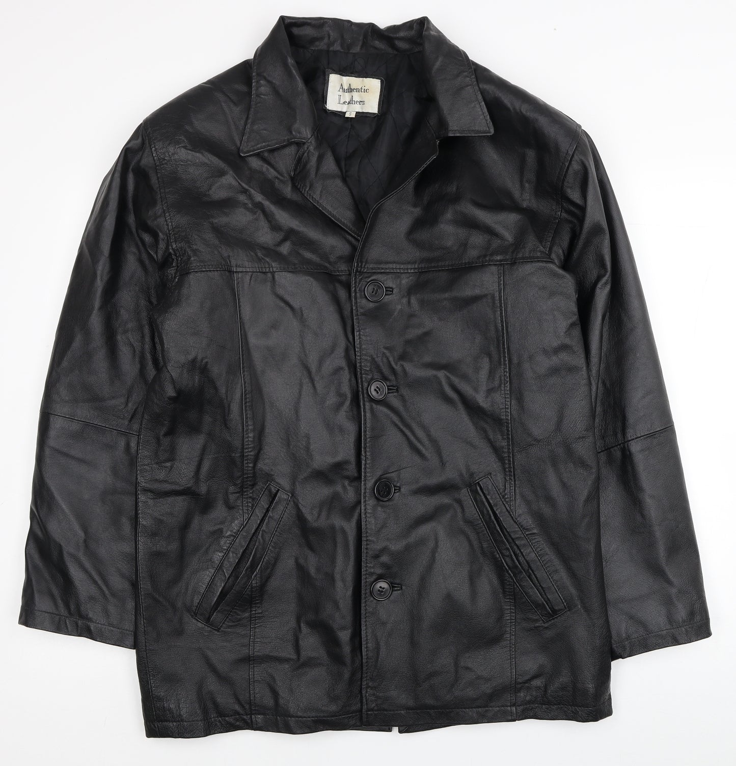 Authentic Leathers Womens Black Jacket Coat Size S Button