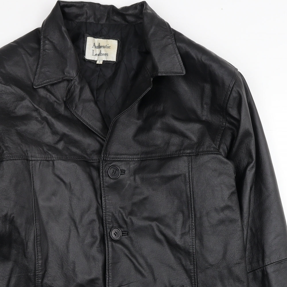 Authentic Leathers Womens Black Jacket Coat Size S Button