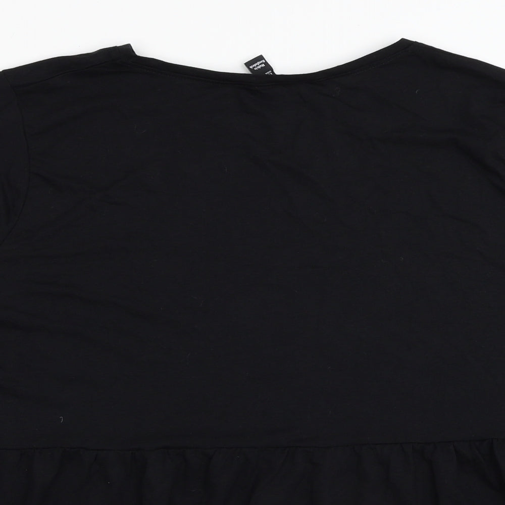 New Look Womens Black Polyester Basic T-Shirt Size 22 Scoop Neck