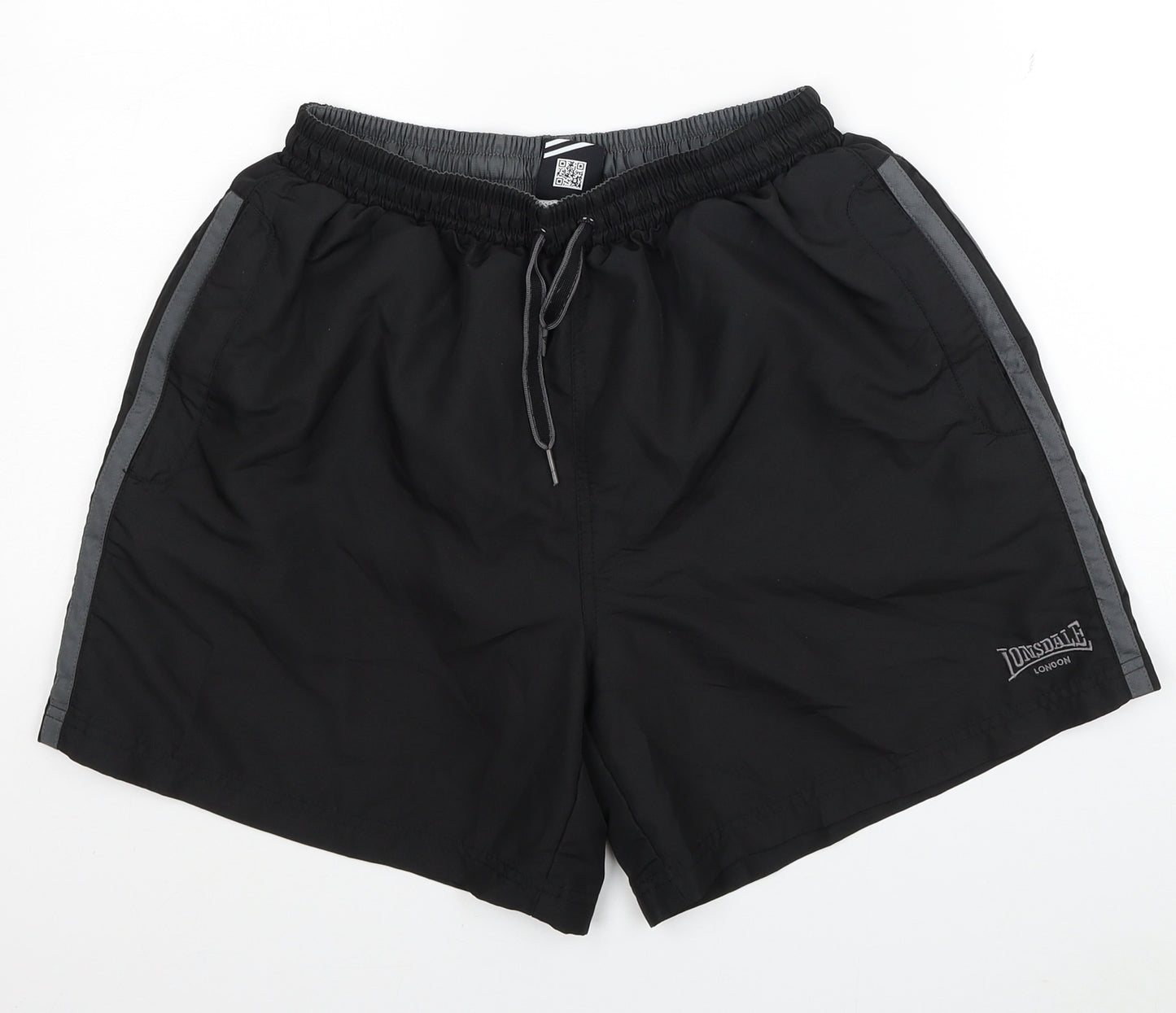 Lonsdale Mens Black Spotted Polyester Athletic Shorts Size M L6 in Regular Tie