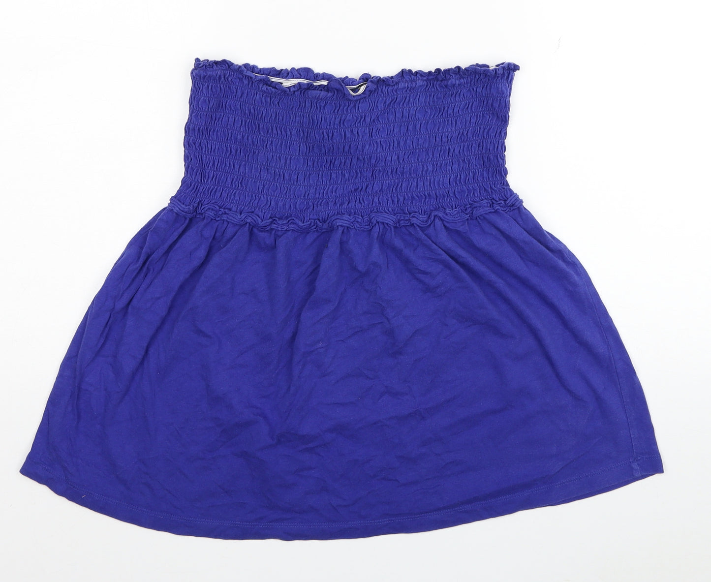 ESMARA Womens Blue Cotton Basic Blouse Size 14 Off the Shoulder