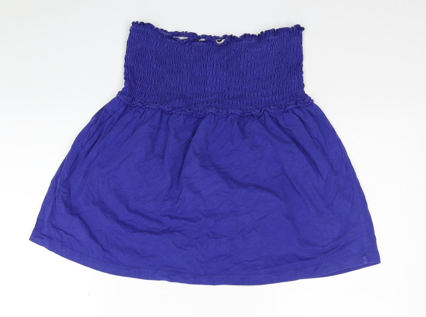 ESMARA Womens Blue Cotton Basic Blouse Size 14 Off the Shoulder