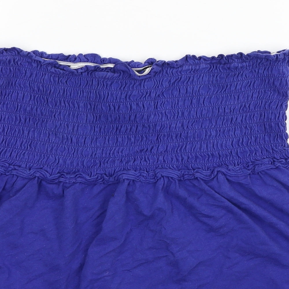 ESMARA Womens Blue Cotton Basic Blouse Size 14 Off the Shoulder