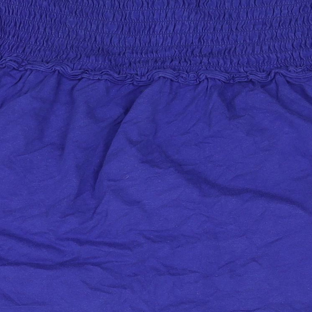 ESMARA Womens Blue Cotton Basic Blouse Size 14 Off the Shoulder