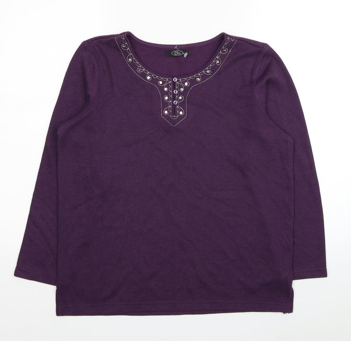 Bonmarché Womens Purple Scoop Neck Polyester Pullover Jumper Size S