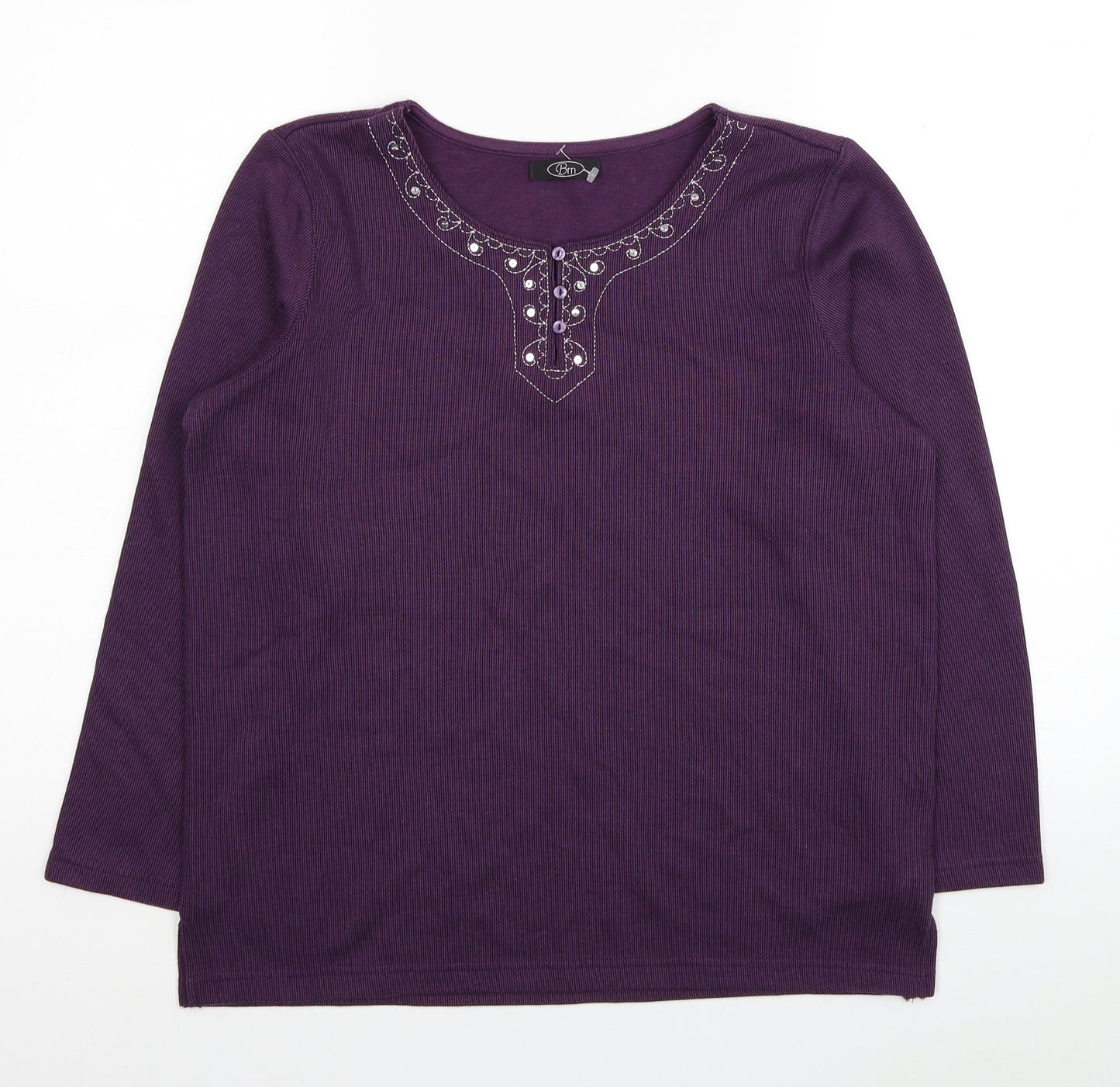 Bonmarché Womens Purple Scoop Neck Polyester Pullover Jumper Size S