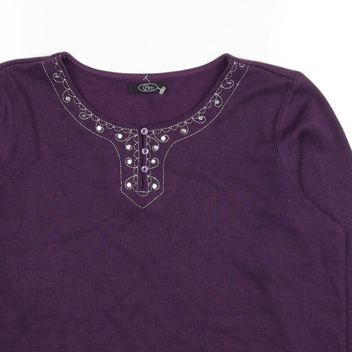 Bonmarché Womens Purple Scoop Neck Polyester Pullover Jumper Size S