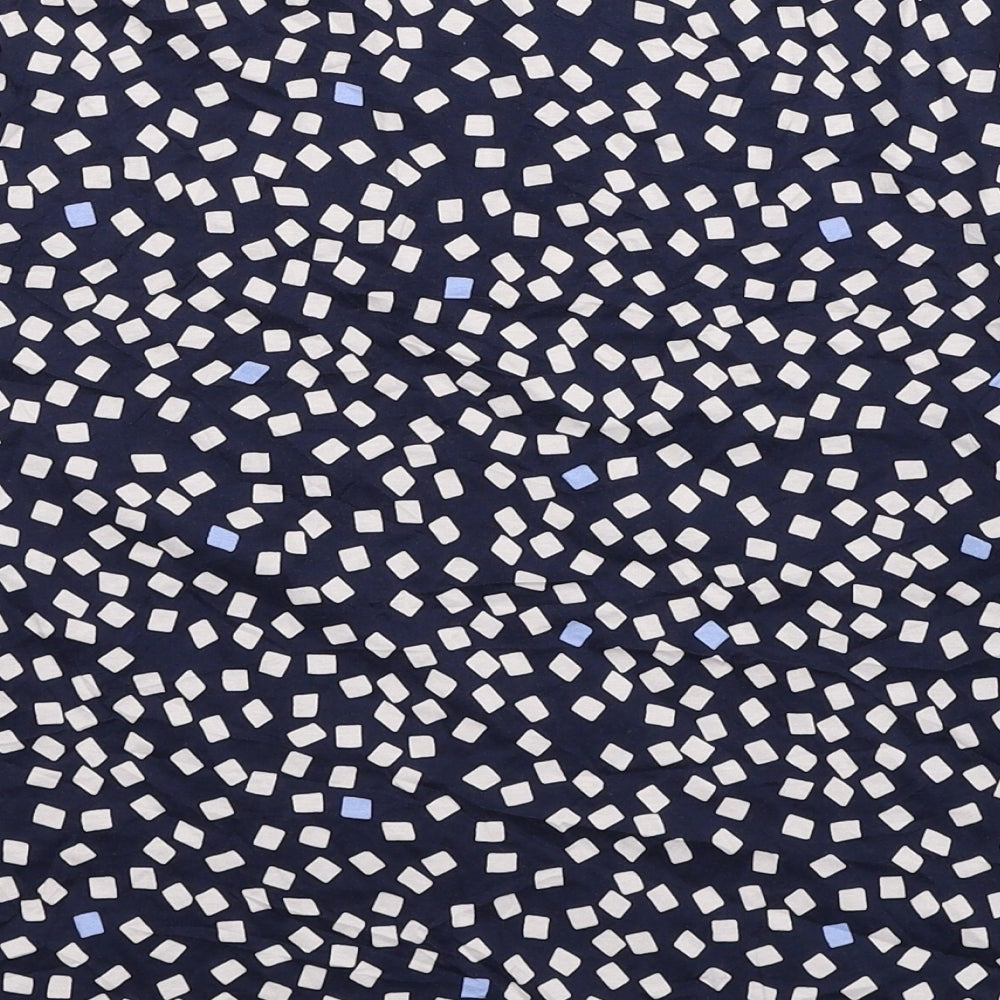 Jasper Conran Womens Blue Geometric Cotton Basic Blouse Size 14 Boat Neck