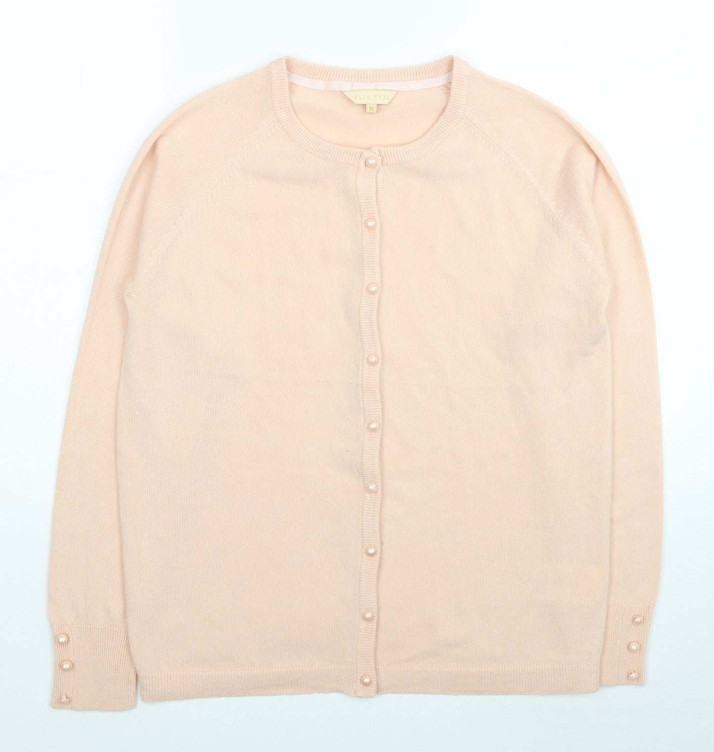 Plum Tree Womens Pink Round Neck Acrylic Cardigan Jumper Size M