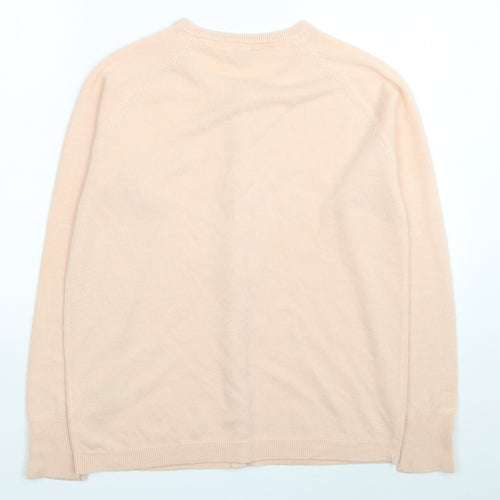 Plum Tree Womens Pink Round Neck Acrylic Cardigan Jumper Size M