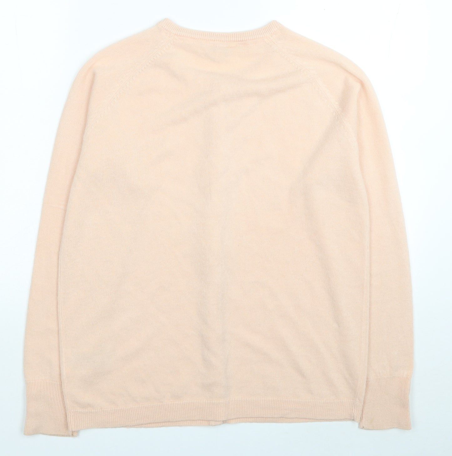 Plum Tree Womens Pink Round Neck Acrylic Cardigan Jumper Size M