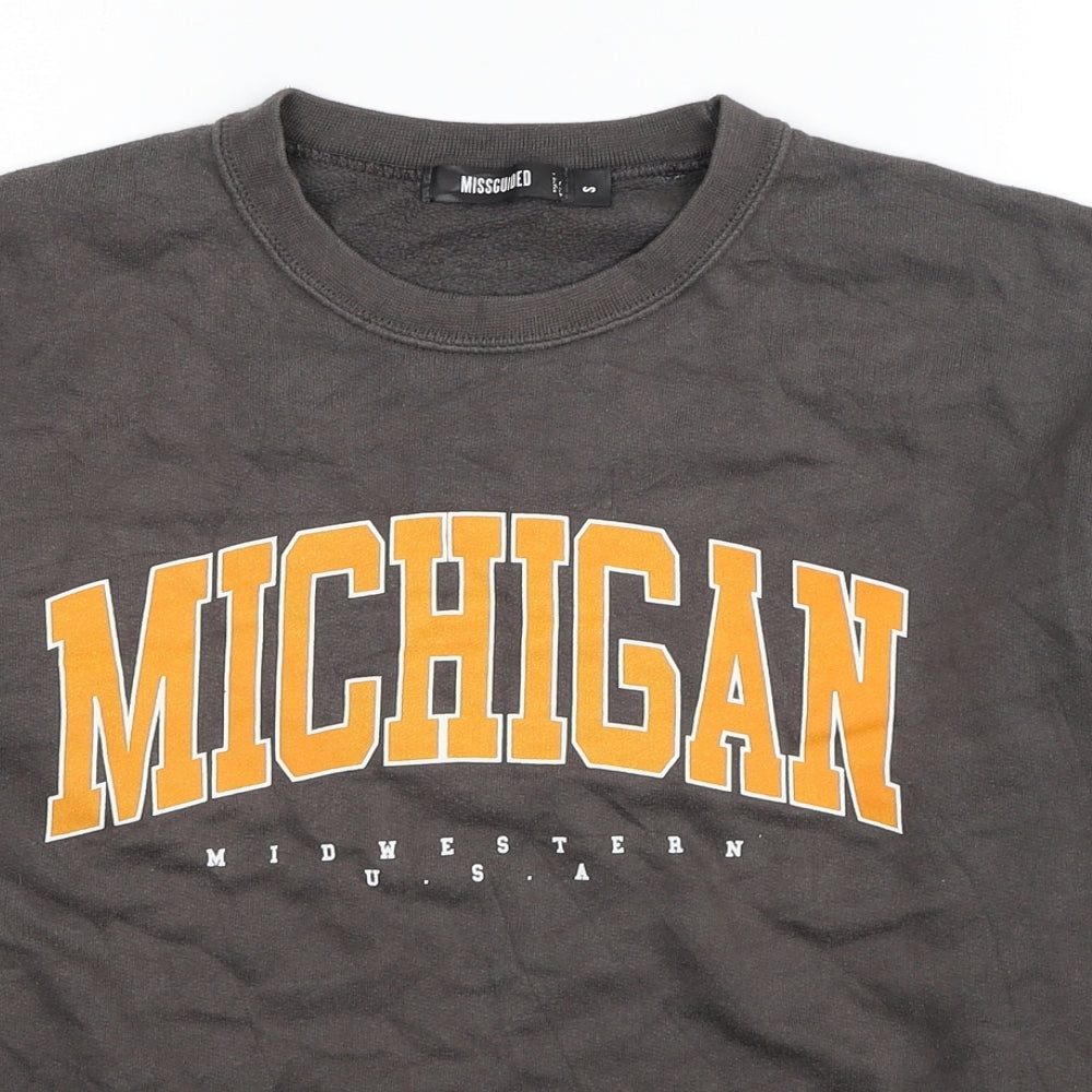 Missguided Womens Brown Cotton Pullover Sweatshirt Size S Pullover - Michigan