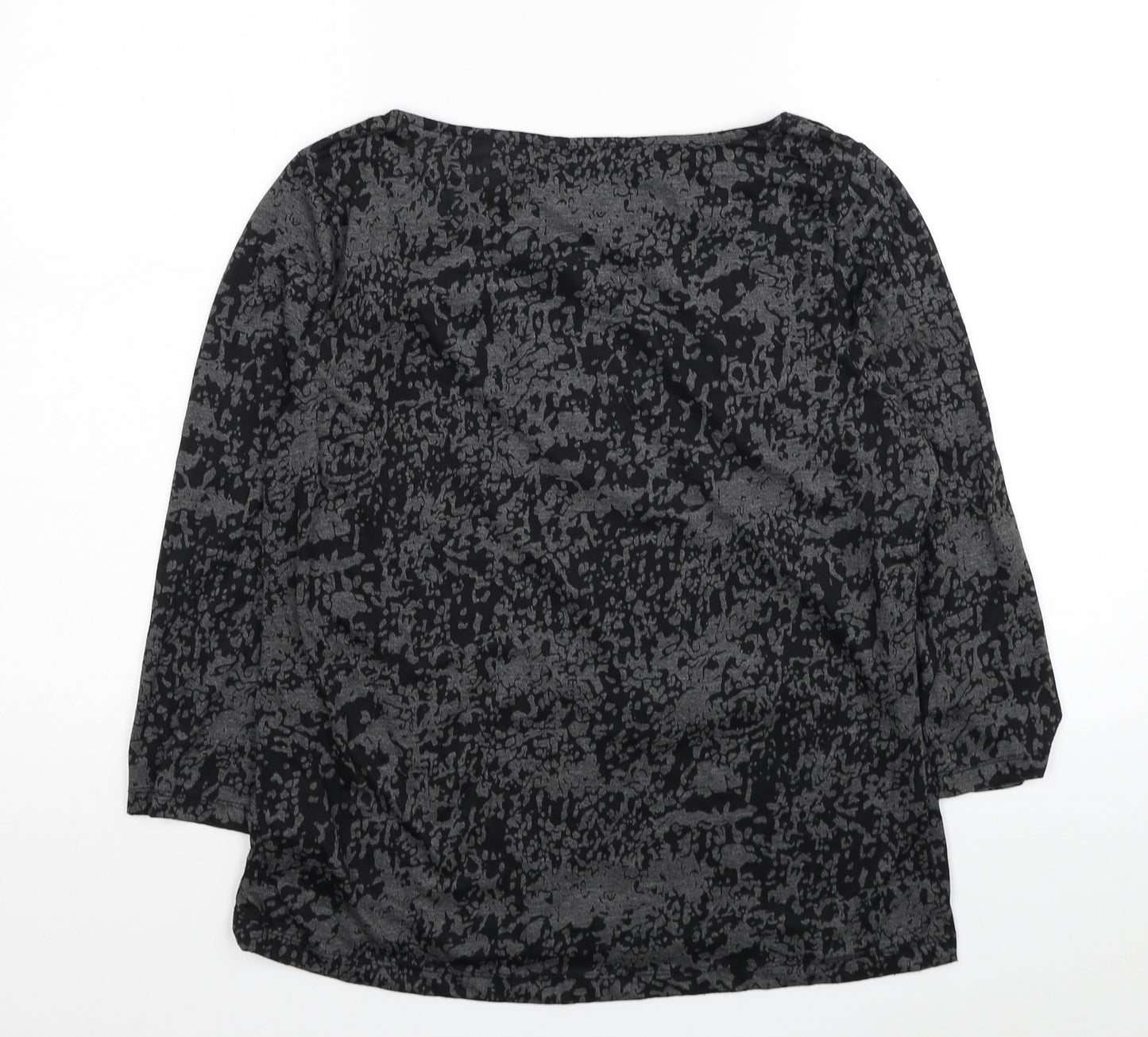 Marks and Spencer Womens Grey Geometric Polyester Basic Blouse Size 14 Boat Neck