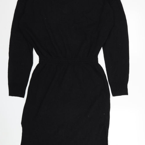 SheIn Womens Black Polyester Jumper Dress Size L V-Neck Pullover