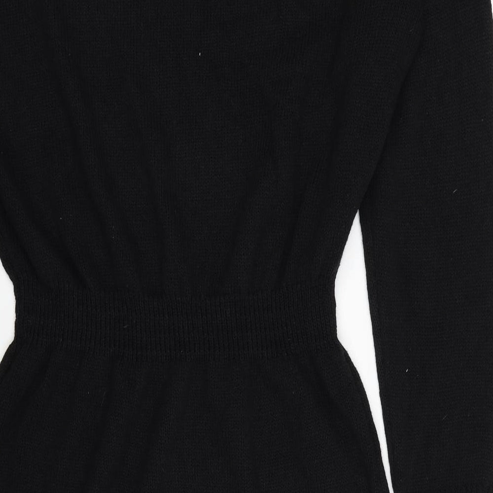 SheIn Womens Black Polyester Jumper Dress Size L V-Neck Pullover
