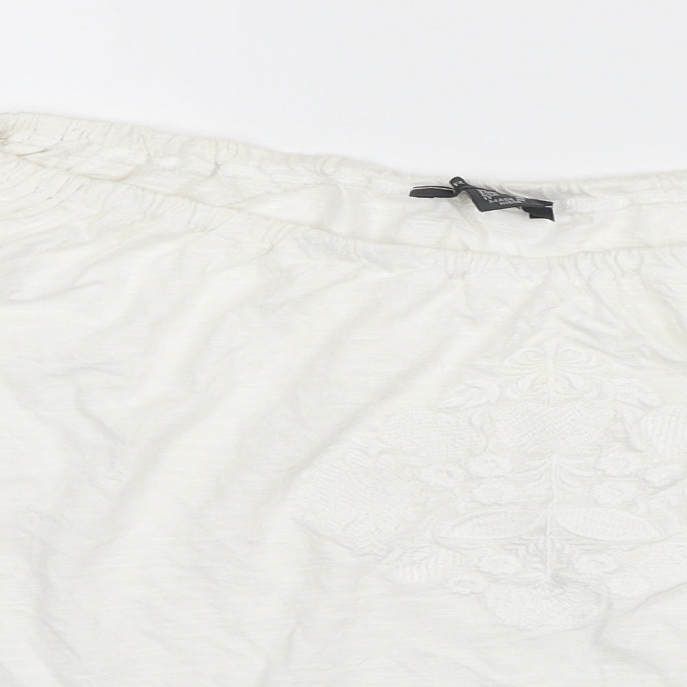 Primark Womens White Cotton Basic T-Shirt Size 16 Boat Neck