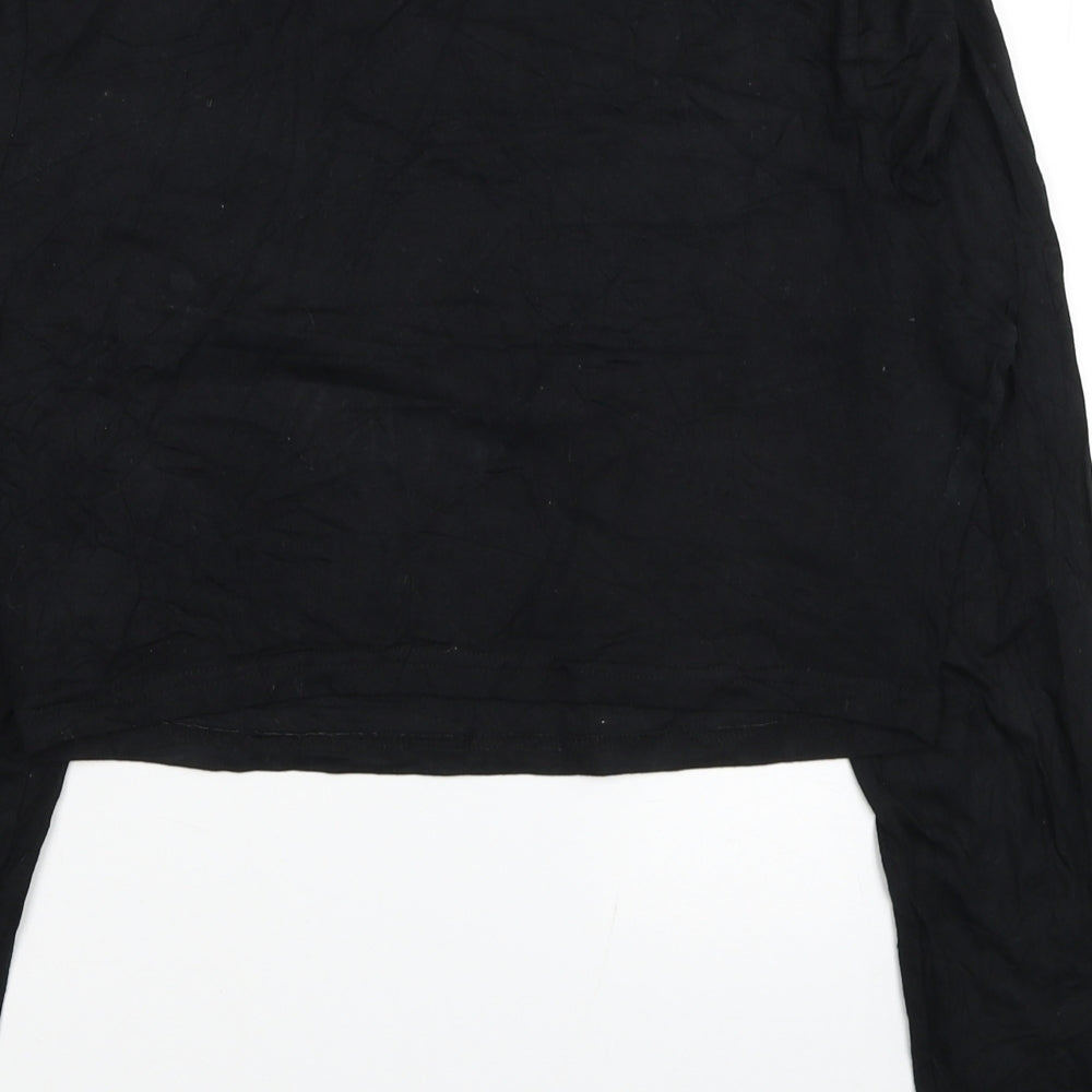 SheIn Womens Black Cotton Cropped T-Shirt Size XL Round Neck - Butterfly