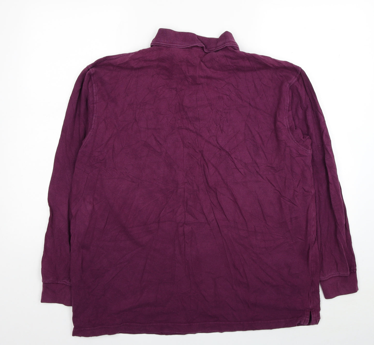 Cotton Traders Mens Purple Collared Cotton Pullover Jumper Size L