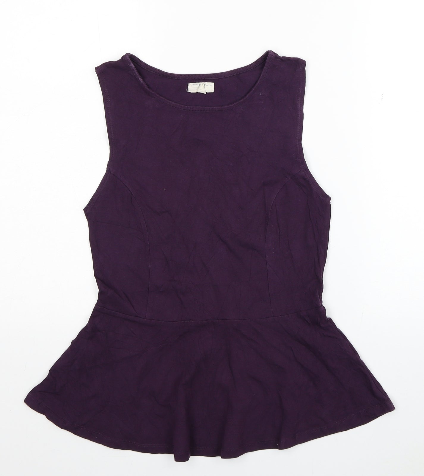 New Look Womens Purple Cotton Basic Blouse Size 10 Scoop Neck