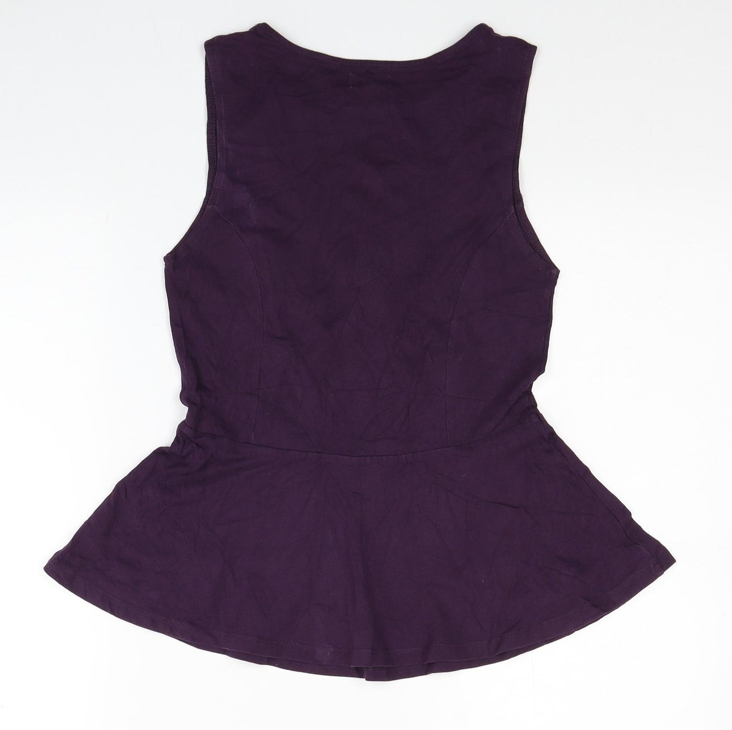 New Look Womens Purple Cotton Basic Blouse Size 10 Scoop Neck