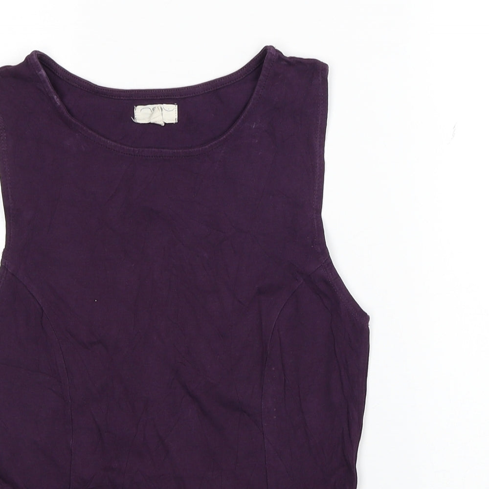 New Look Womens Purple Cotton Basic Blouse Size 10 Scoop Neck