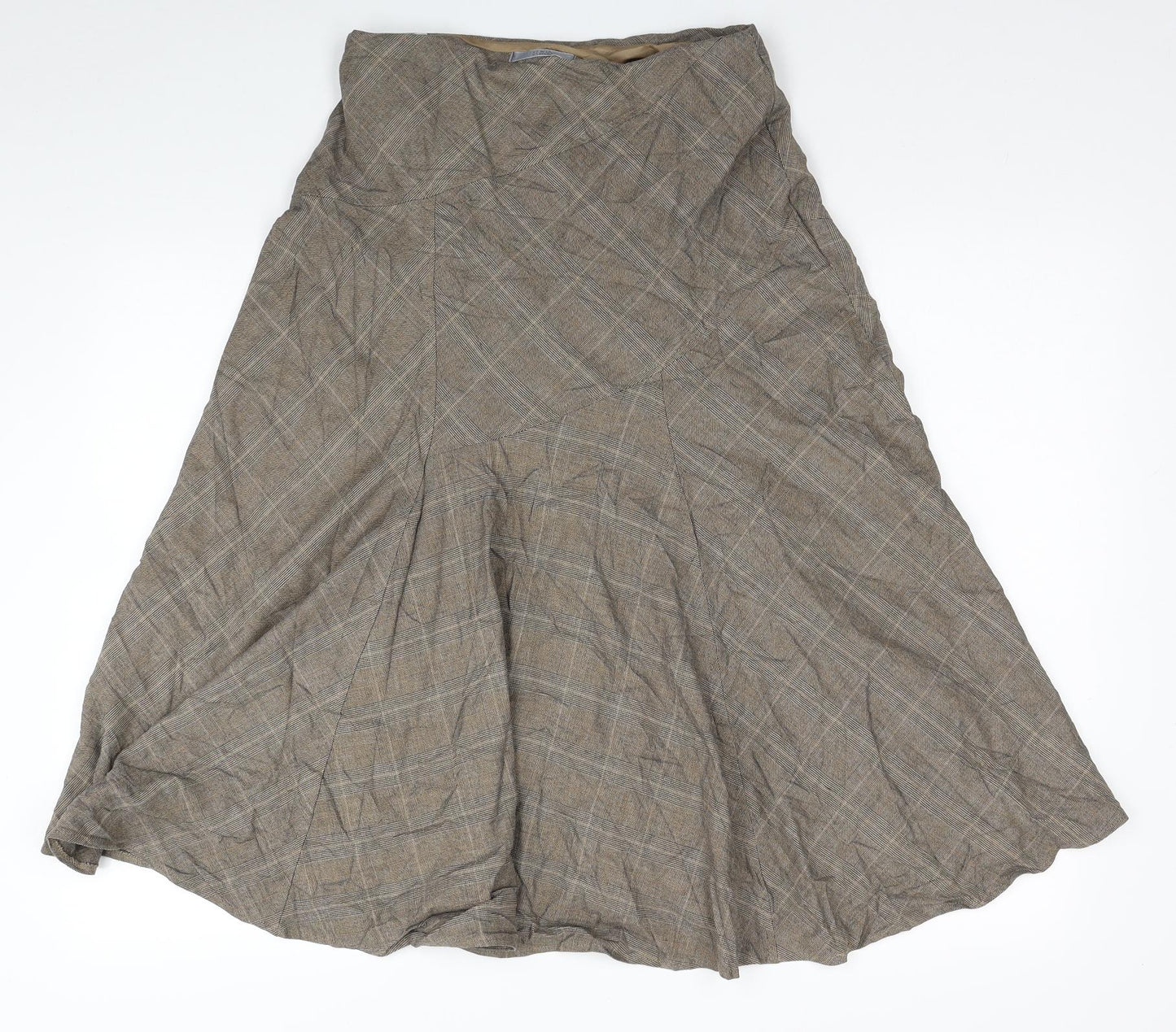 Marks and Spencer Womens Brown Plaid Polyester Swing Skirt Size 10