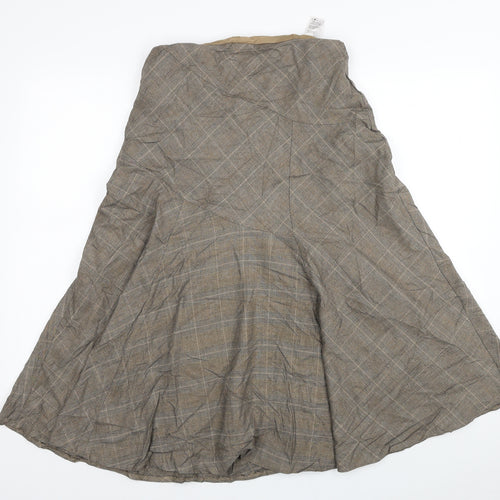 Marks and Spencer Womens Brown Plaid Polyester Swing Skirt Size 10