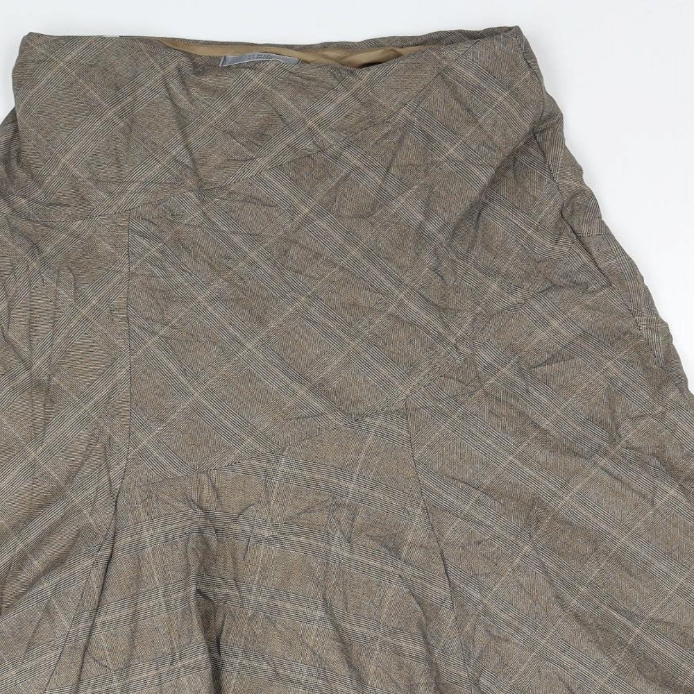 Marks and Spencer Womens Brown Plaid Polyester Swing Skirt Size 10