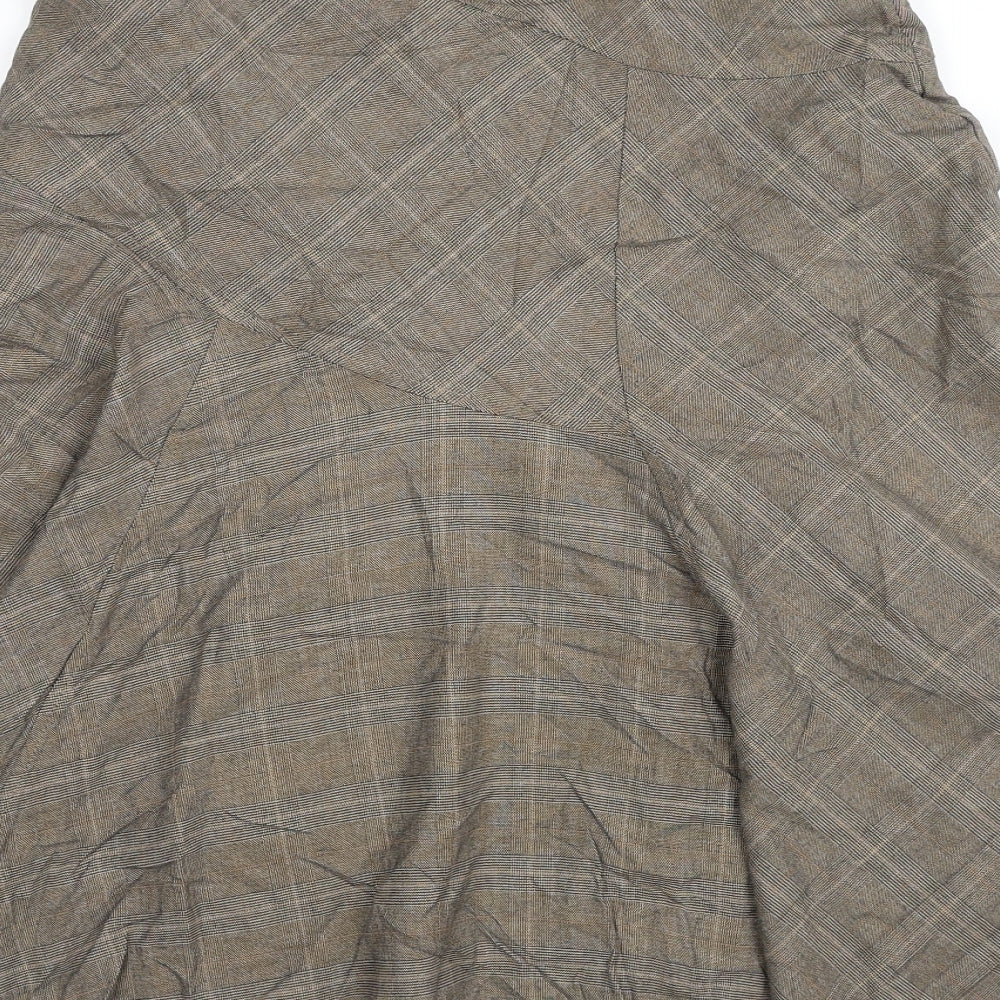 Marks and Spencer Womens Brown Plaid Polyester Swing Skirt Size 10