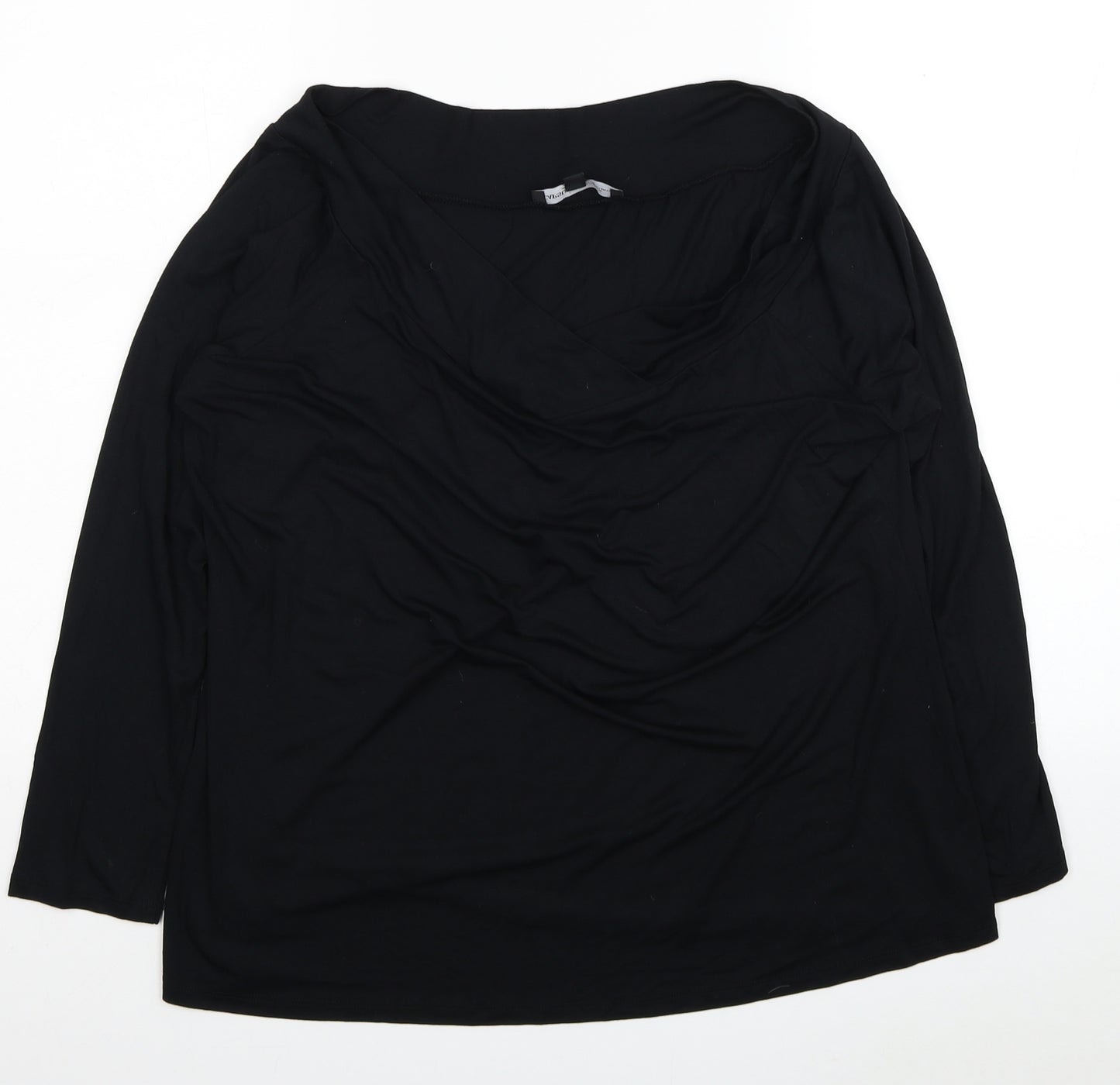 Capsule Womens Black Polyester Basic Blouse Size 22 V-Neck